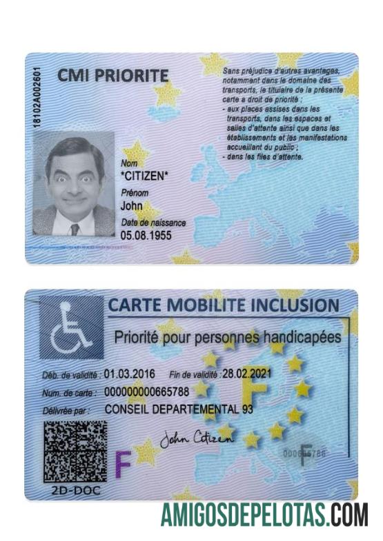 Cartão de Inclusão de Mobilidade da França (CMI) baixar para verificação